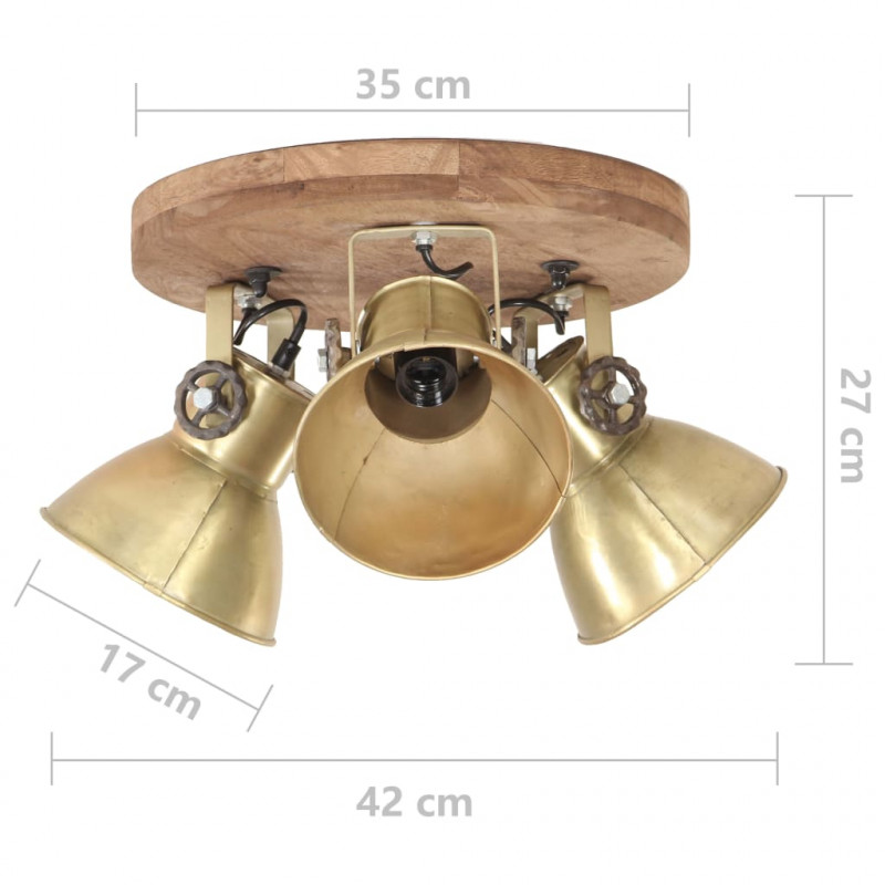 Industrialna lampa sufitowa, 25 W, mosiądz, 42x27 cm, E27