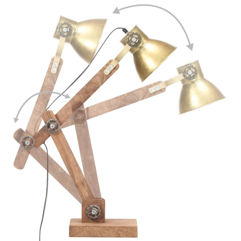 Industrialna lampa stołowa, mosiężna, okrągła, 58x18x90 cm, E27
