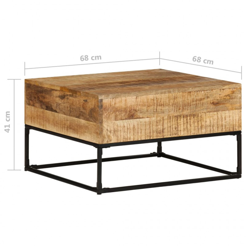 Stolik kawowy, 68x68x41 cm, surowe drewno mango