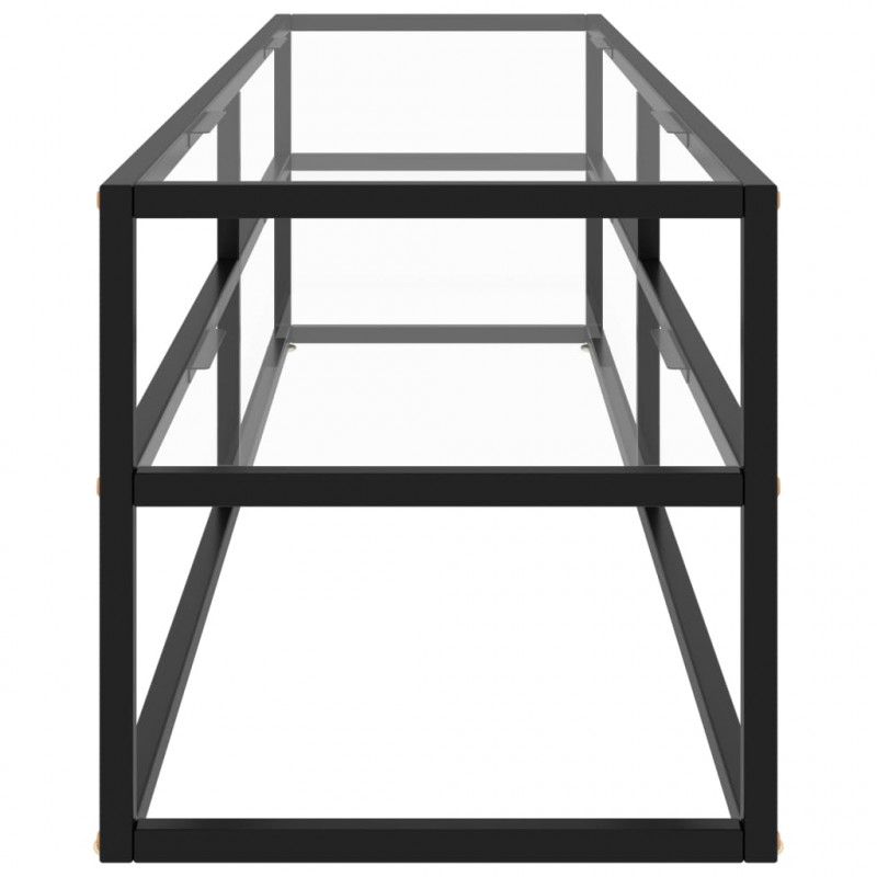 Szafka pod telewizor, czarna z hartowanym szkłem, 160x40x40 cm