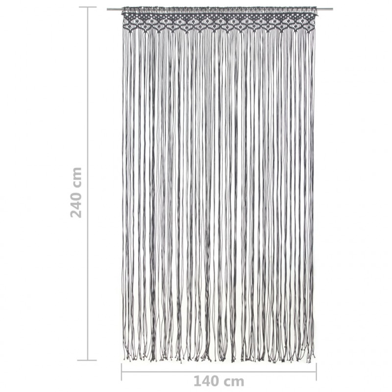 Zasłona z makramy, antracyt, 140 x 240 cm, bawełna