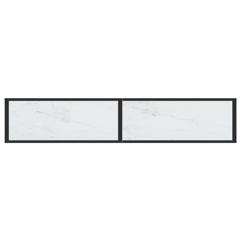 Konsola, biały marmur, 180x35x75,5 cm, szkło hartowane