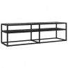 Szafka pod TV, czarny marmur, 140x40x40,5 cm, szkło hartowane