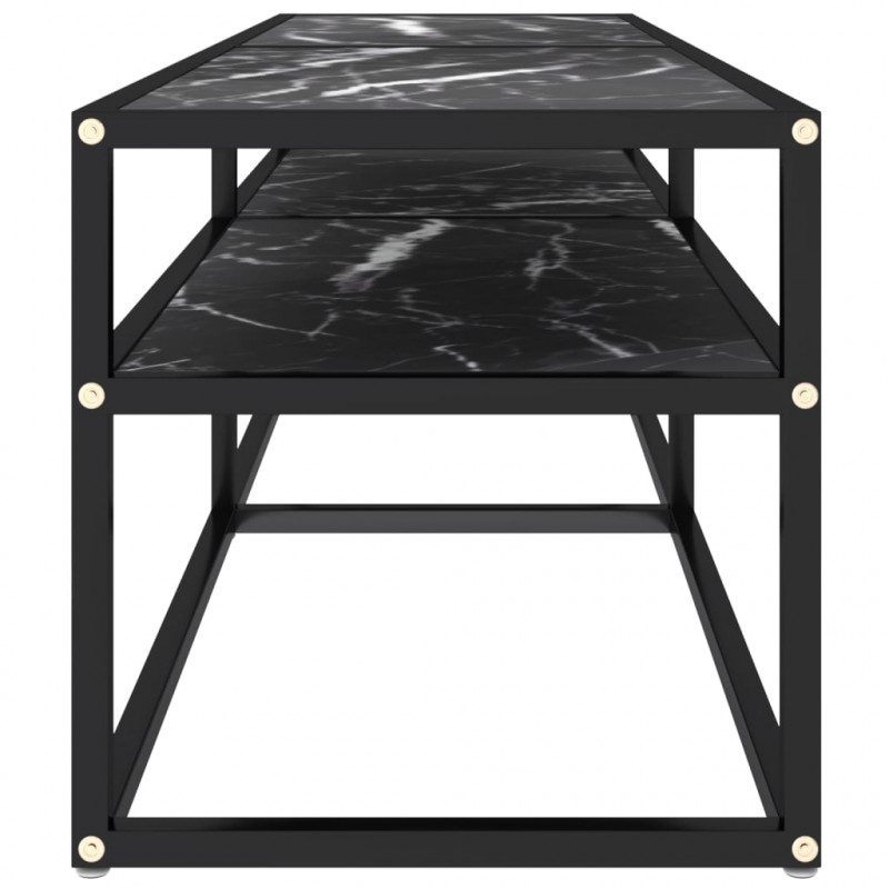 Szafka pod TV, czarny marmur, 140x40x40,5 cm, szkło hartowane
