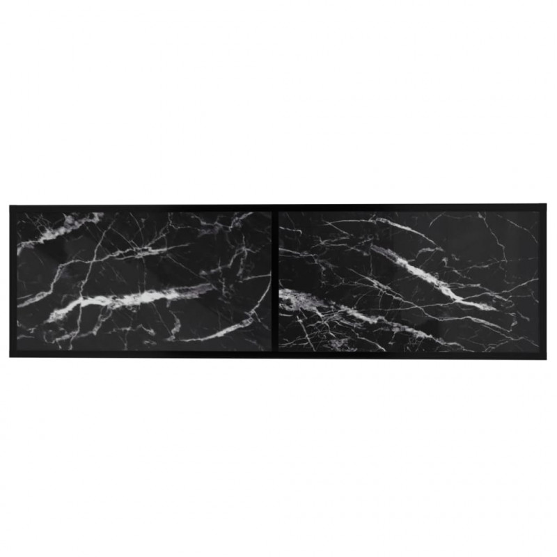 Szafka pod TV, czarny marmur, 140x40x40,5 cm, szkło hartowane
