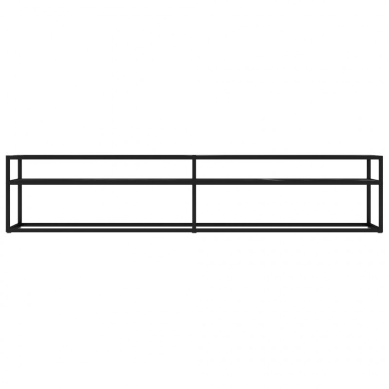Szafka pod TV, czarny marmur, 200x40x40,5 cm, szkło hartowane