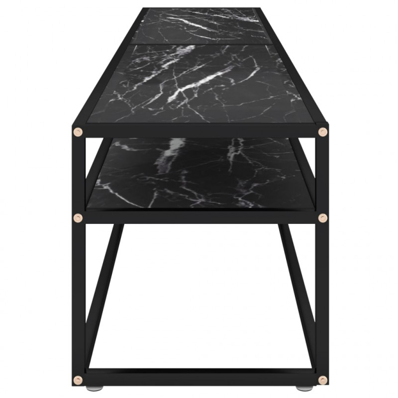 Szafka pod TV, czarny marmur, 200x40x40,5 cm, szkło hartowane