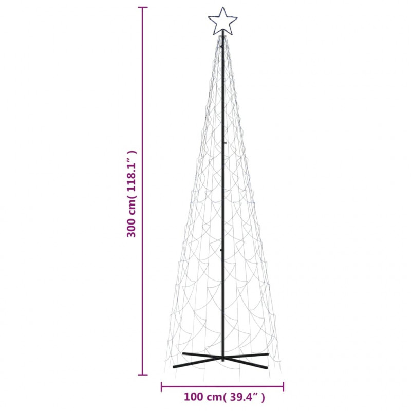 Choinka stożkowa, 500 niebieskich diod LED, 100x300 cm