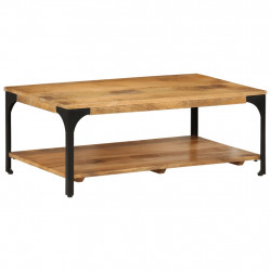 2-poziomowy stolik kawowy, 100x55x38 cm, drewno mango i stal