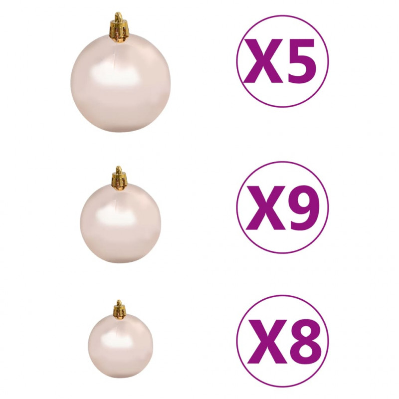 Sztuczna choinka z lampkami i bombkami, 180 cm, 620 gałązek