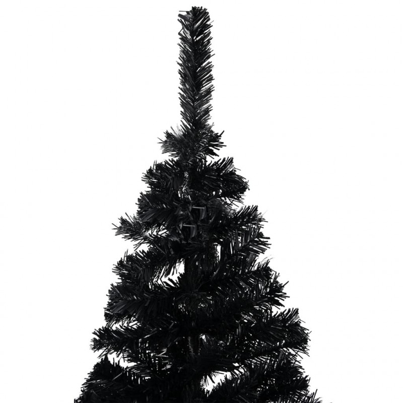 Sztuczna choinka z lampkami i bombkami, czarna, 150 cm, PVC