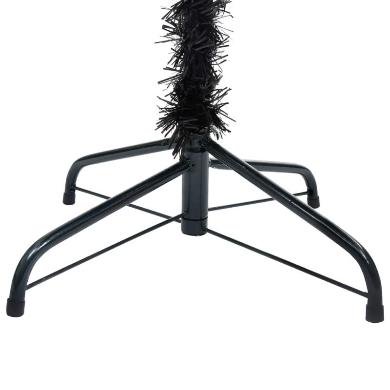 Sztuczna choinka z lampkami i bombkami, czarna, 150 cm, PVC