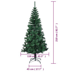 Sztuczna choinka z opalizującymi końcówkami, zielona, 210 cm