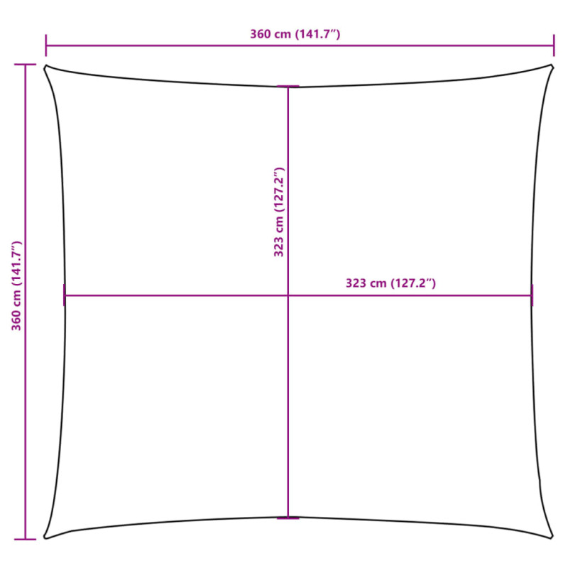 Żagiel ogrodowy z tkaniny oxford, kwadrat 3,6x3,6 m, antracyt