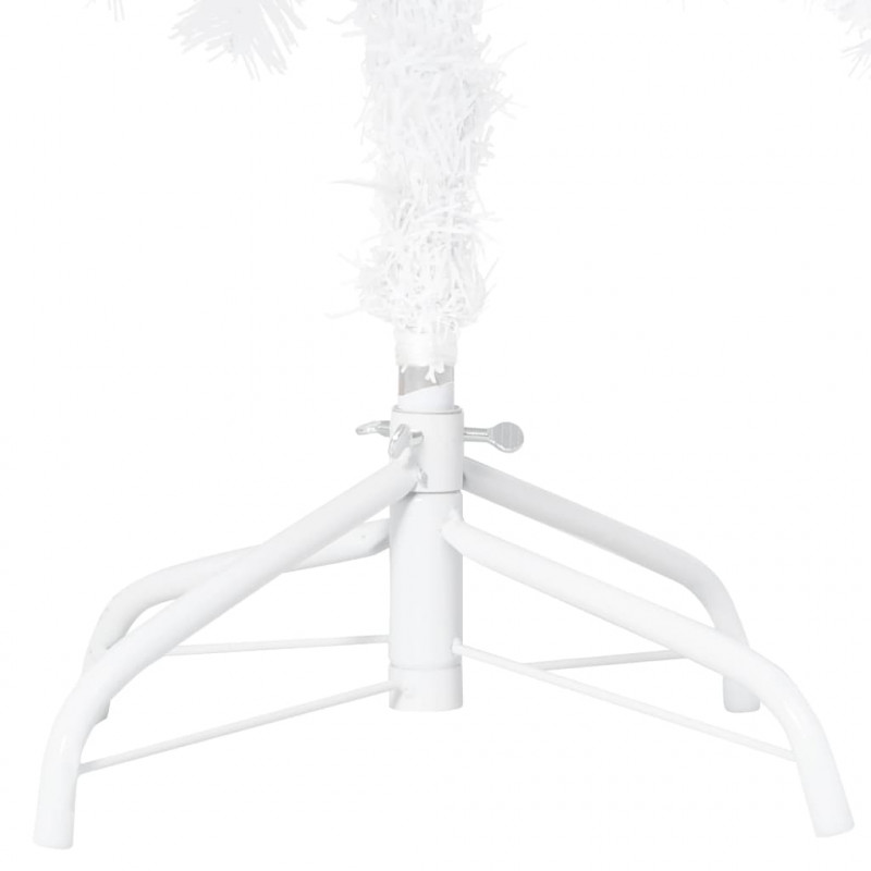 Sztuczna choinka z lampkami i bombkami, biała, 180 cm, PVC