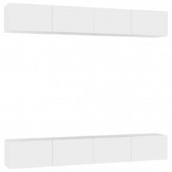 Szafki TV, 4 szt., białe, 100x30x30 cm, materiał drewnopochodny