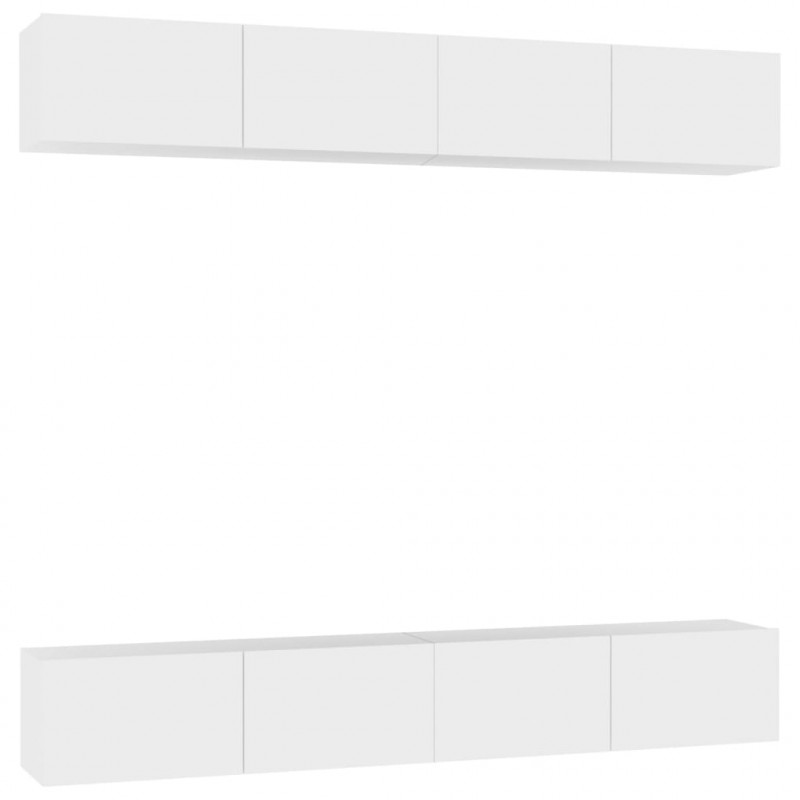 Szafki TV, 4 szt., białe, 100x30x30 cm, materiał drewnopochodny