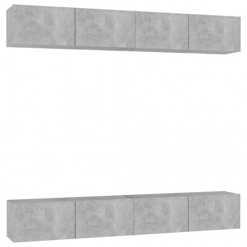 Szafki telewizyjne, 4 szt., szarość betonu, 100x30x30 cm, płyta