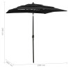 3-poziomowy parasol na aluminiowym słupku, czarny, 2x2 m