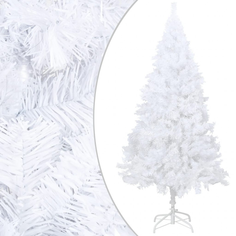 Sztuczna choinka z lampkami i bombkami, biała, 120 cm, PVC