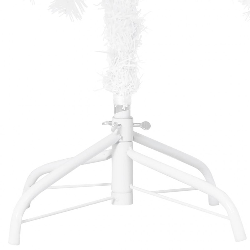 Sztuczna choinka z lampkami i bombkami, biała, 120 cm, PVC
