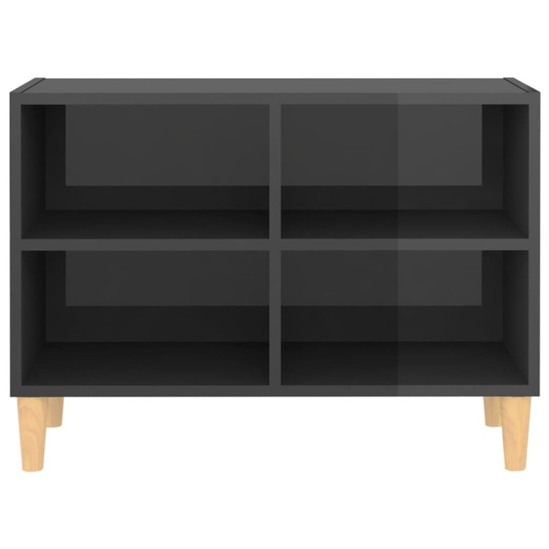 Szafka TV z drewnianymi nóżkami, szara, połysk, 69,5x30x50 cm