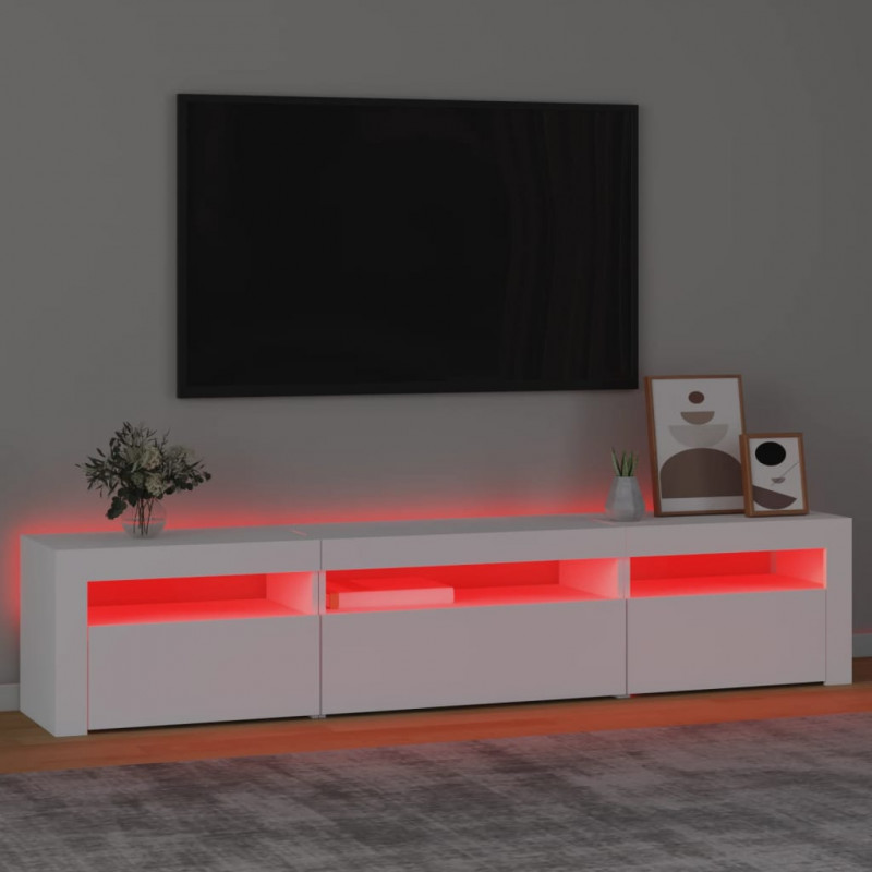 Szafka pod TV z oświetleniem LED, biała, 195x35x40 cm