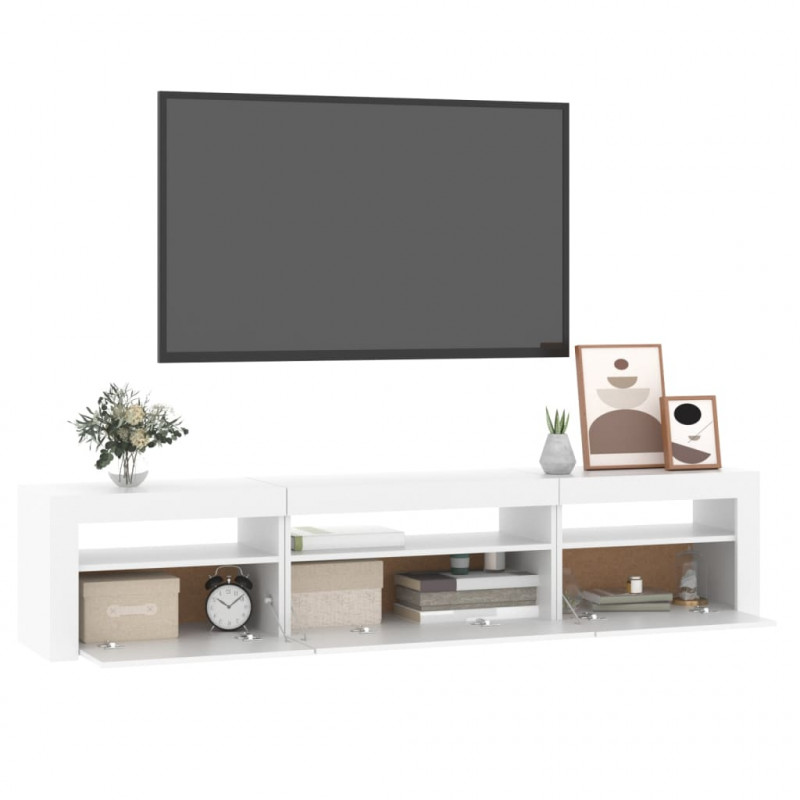 Szafka pod TV z oświetleniem LED, biała, 195x35x40 cm