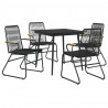 5-częściowy zestaw mebli ogrodowych, czarny, rattan PVC