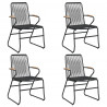 5-częściowy zestaw mebli ogrodowych, czarny, rattan PVC