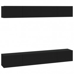 Szafki ścienne pod TV, 4 szt., czarne, 100x30x30 cm