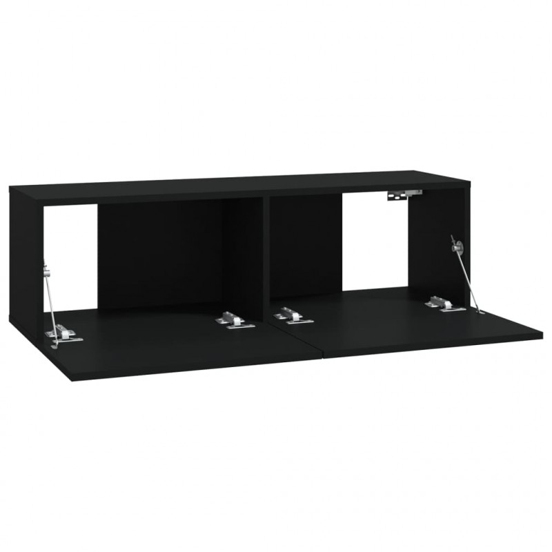 Szafki ścienne pod TV, 4 szt., czarne, 100x30x30 cm