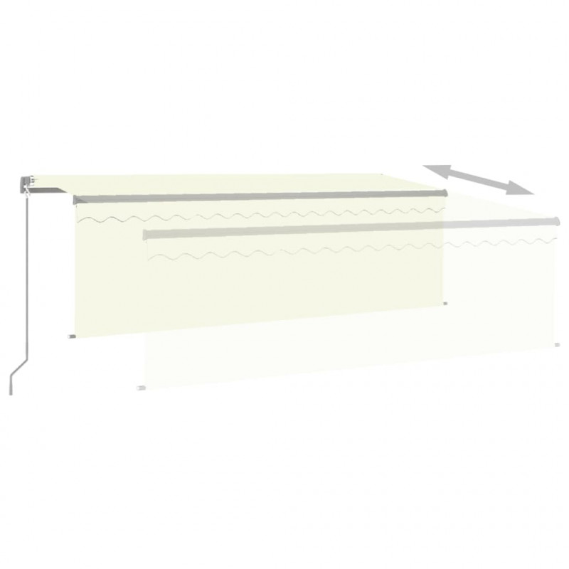 Ręcznie zwijana markiza z zasłoną i LED, 4,5x3 m, kremowa