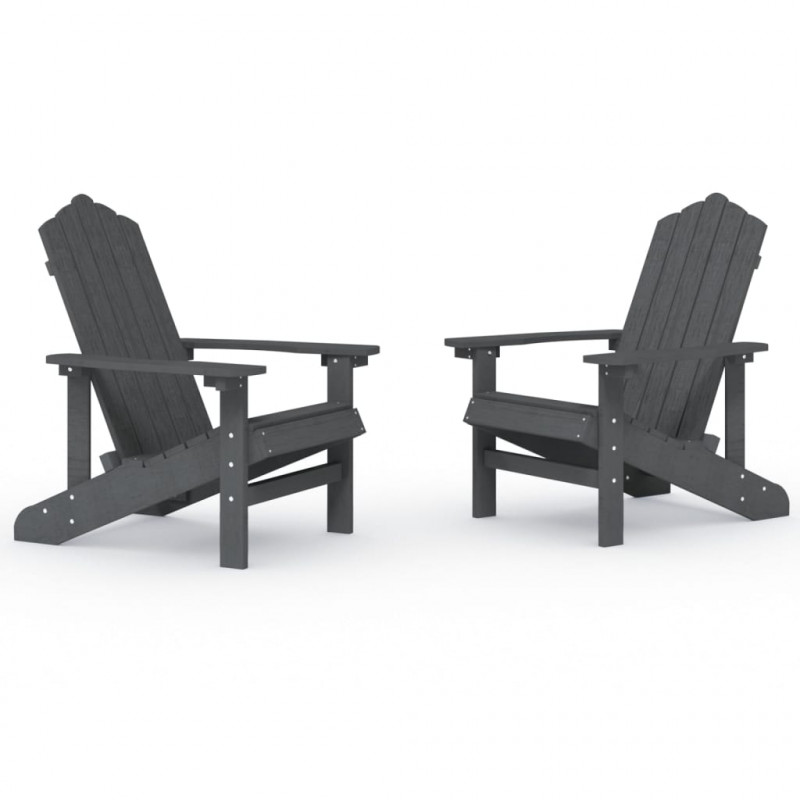 Krzesła ogrodowe Adirondack, 2 szt., HDPE, antracytowe