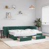 Sofa rozsuwana z szufladami, ciemnozielona, 80x200 cm, aksamit