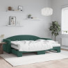 Sofa rozsuwana z materacami, ciemnozielona, 80x200 cm, aksamit