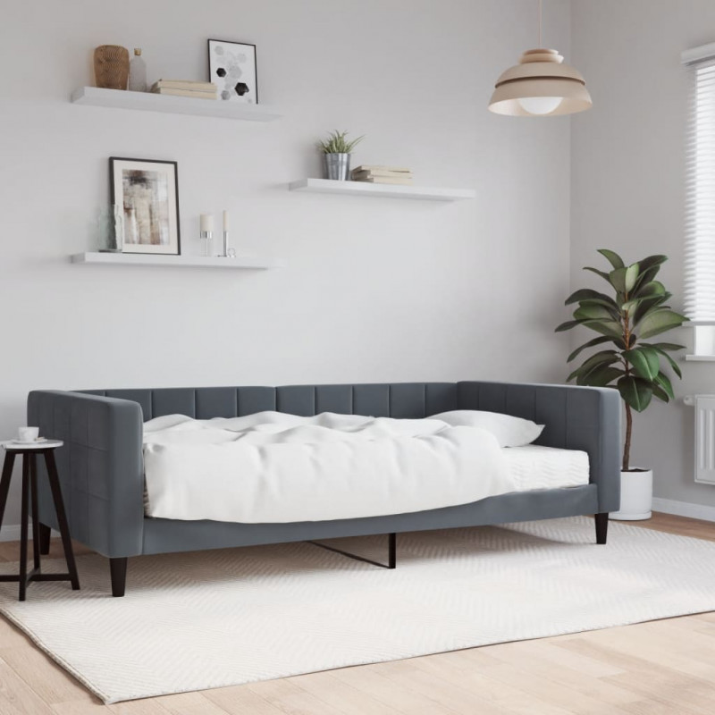 Sofa z materacem do spania, ciemnoszara, 100x200 cm, aksamit