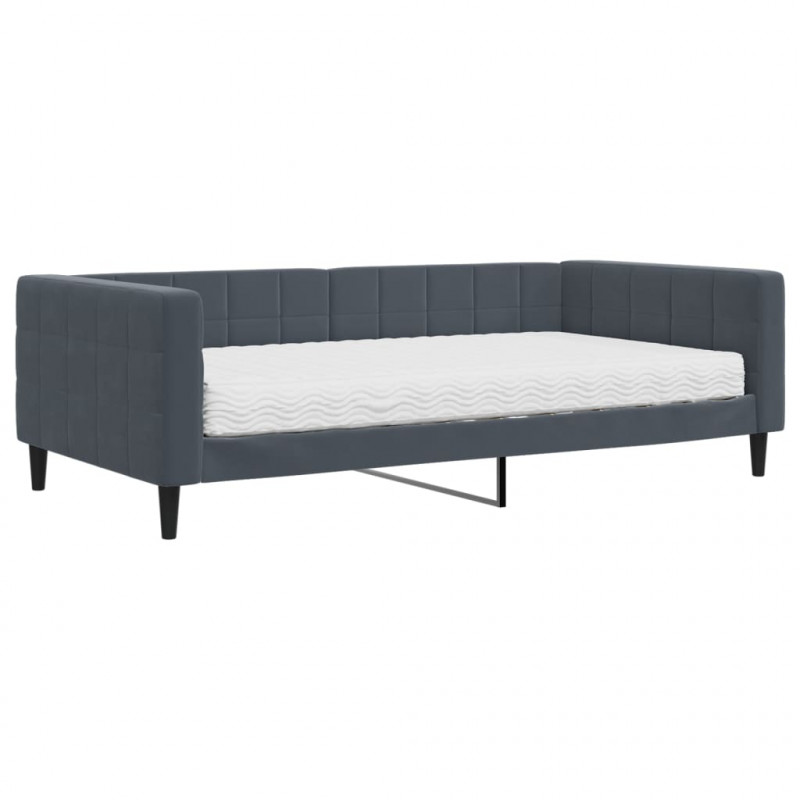 Sofa z materacem do spania, ciemnoszara, 100x200 cm, aksamit