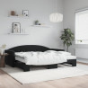 Sofa rozsuwana z materacami, czarna, 90x200 cm, aksamit