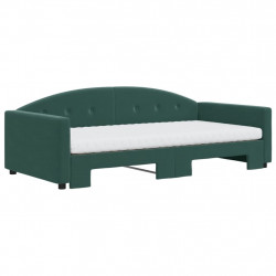 Sofa rozsuwana z materacami, ciemnozielona, 100x200 cm, aksamit