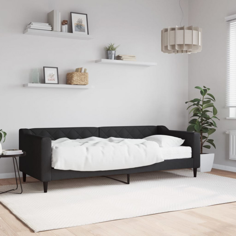 Sofa z materacem do spania, czarna, 80x200 cm, tkanina