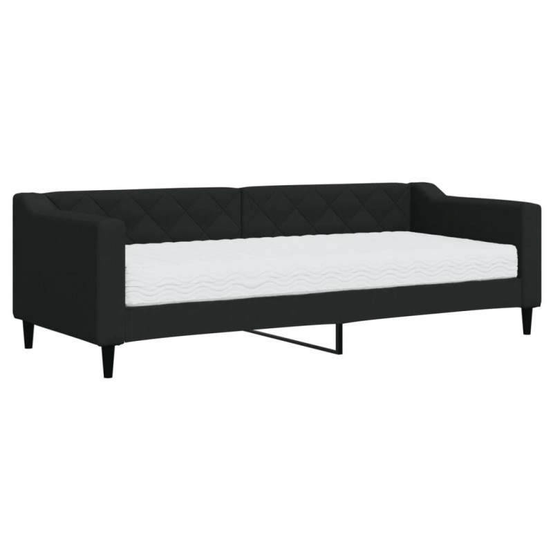Sofa z materacem do spania, czarna, 80x200 cm, tkanina