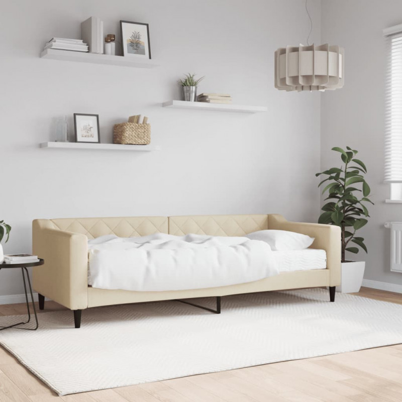 Sofa z materacem do spania, kremowa, 80x200 cm, tkanina