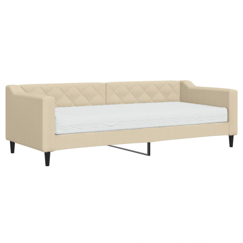 Sofa z materacem do spania, kremowa, 80x200 cm, tkanina