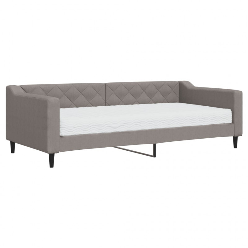 Sofa z materacem do spania, kolor taupe, 90x200 cm, tkanina