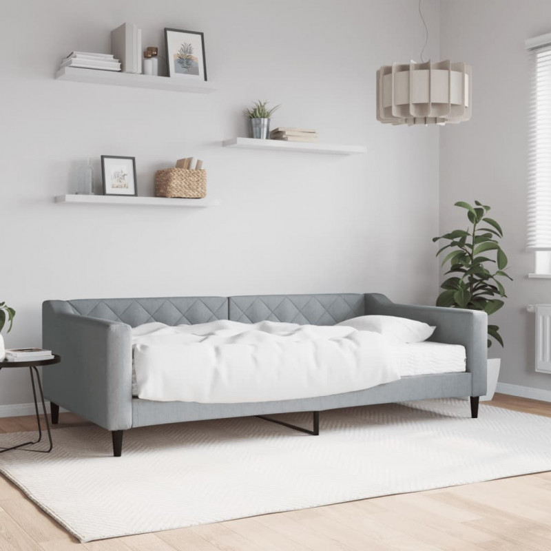 Sofa z materacem do spania, jasnoszara, 100x200 cm, tkanina