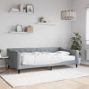 Sofa z materacem do spania, jasnoszara, 100x200 cm, tkanina