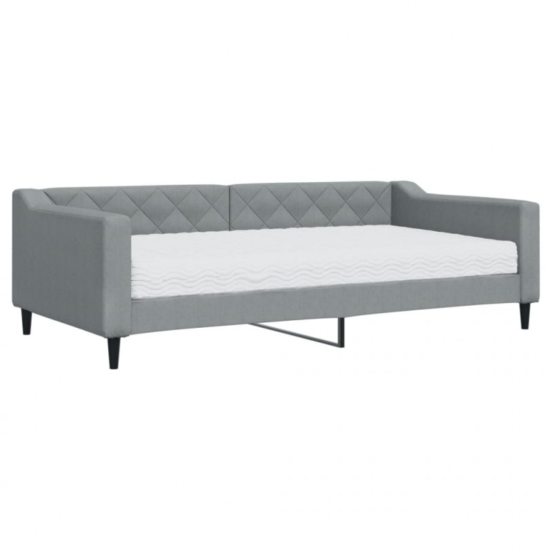 Sofa z materacem do spania, jasnoszara, 100x200 cm, tkanina