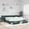 Sofa rozsuwana z szufladami, ciemnozielona, 100x200 cm, aksamit