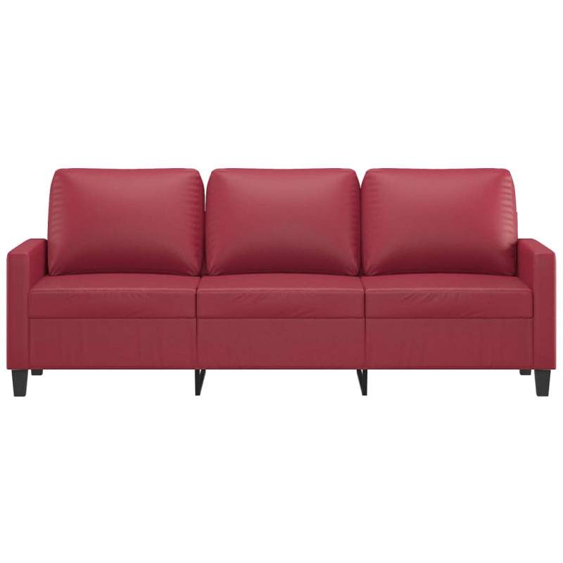 3-osobowa sofa, winna czerwień, 180 cm, sztuczna skóra